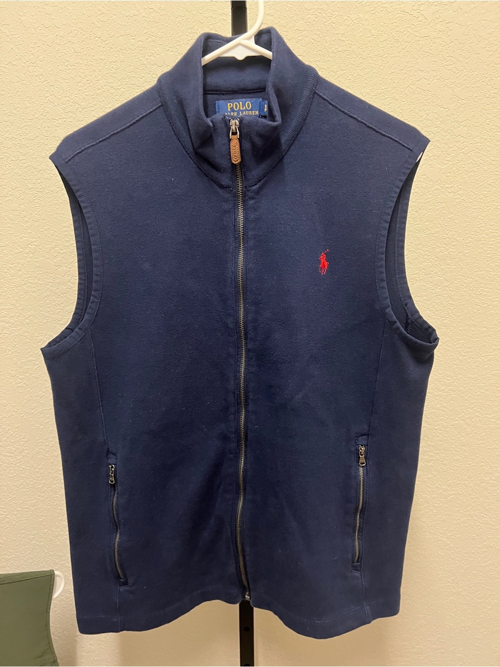 Polo by Ralph Lauren Navy Full-Zip Sleeveless Vest with Red Pony